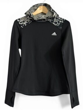 adidas ClimaWarm Hoodie Womens Small Black Cowl Neck Pullover 2015 Athleisure